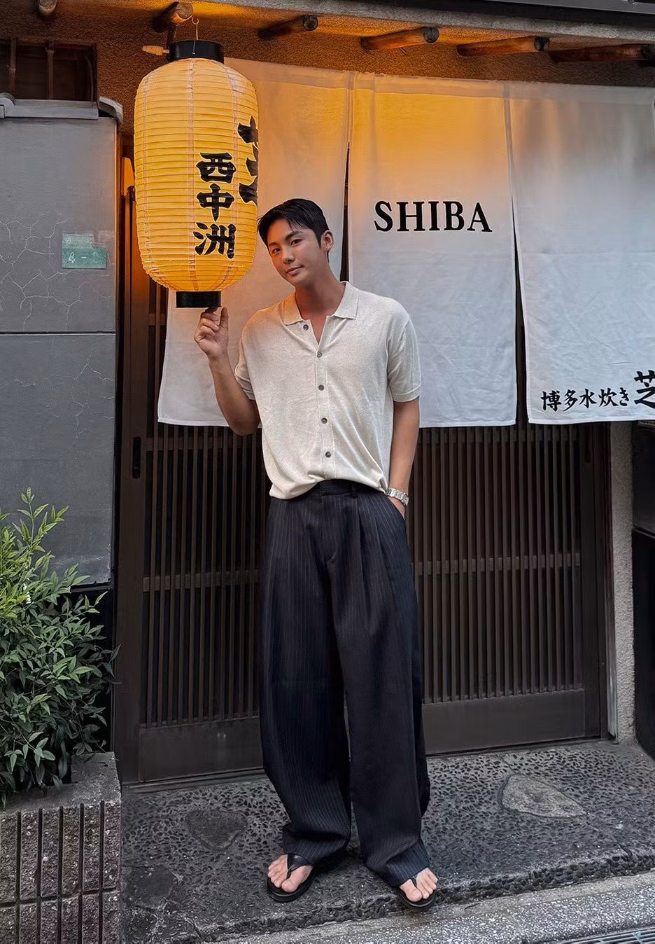男｜垂墜側打褶條紋西裝褲：圖片 4