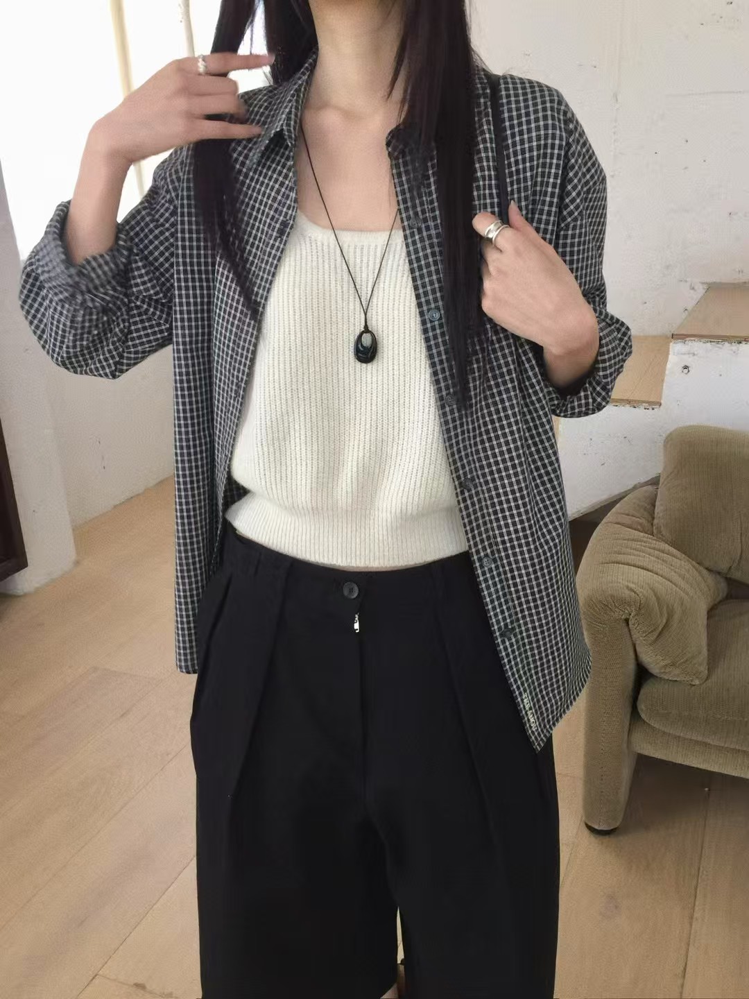 小格紋挺感襯衫：圖片 2