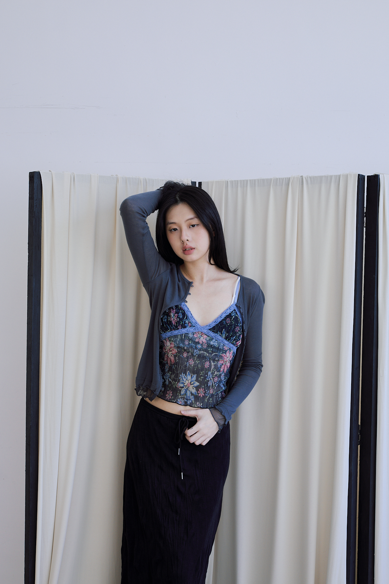 碎花蕾絲細褶背心：圖片 3
